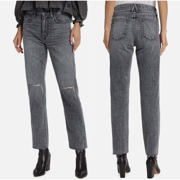 SLVRLAKE Hero Jeans Size 28 NWT Midnight Rider Distressed High Rise Fray Denim - Picture 1 of 16